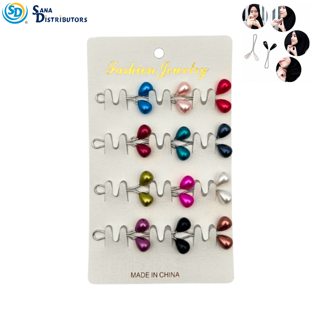 Hijab Pins - Teardrop Pearl Style 12 pcs