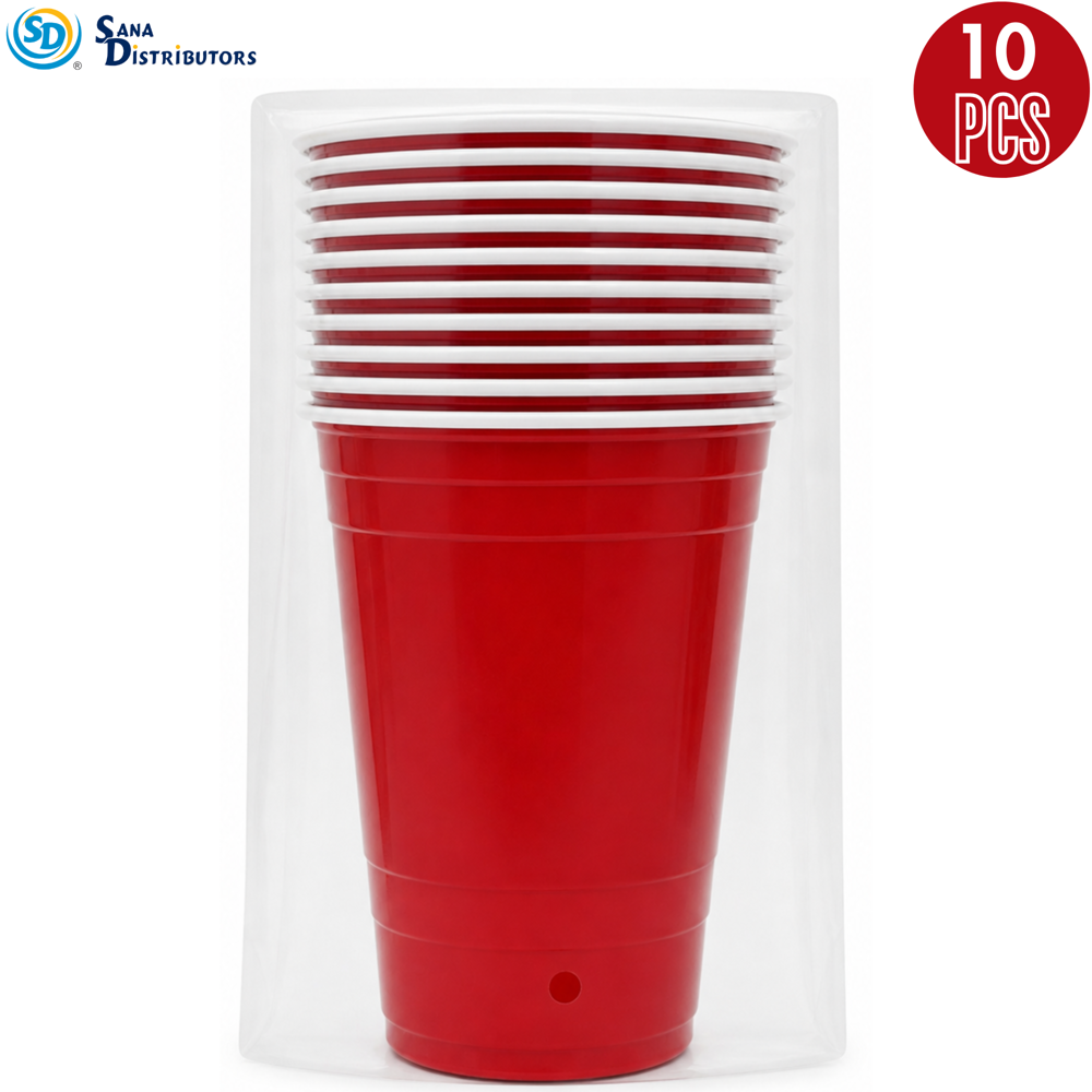 Plastic Red Cups 16 oz 10 pcs 5" X 3.5"