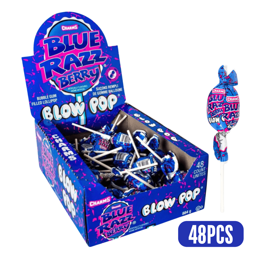 Charms Blue Razz Blow Pop 48 pcs