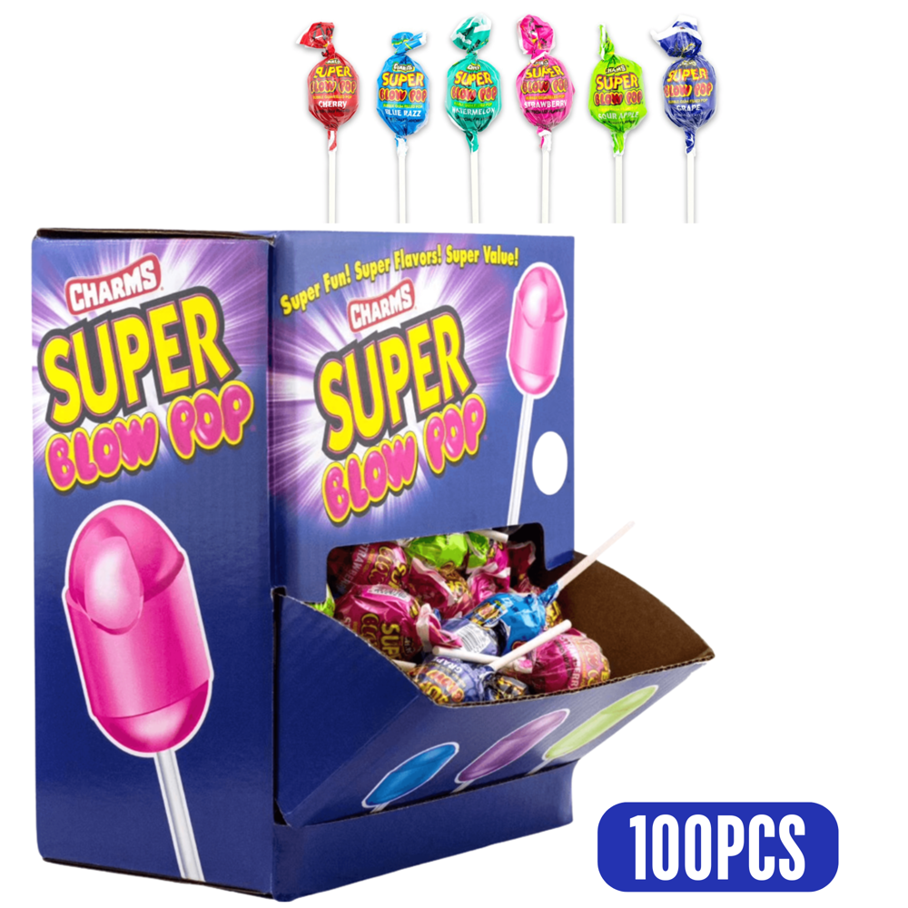 Charms Super Blow Pop Bubble Gum 100 pcs