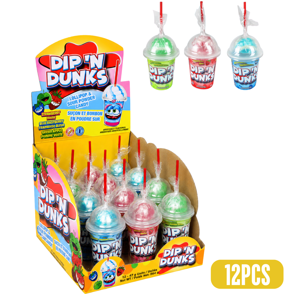 Dip-n-dunks Lollipop + Sour Pwdr 47 g 12 pcs