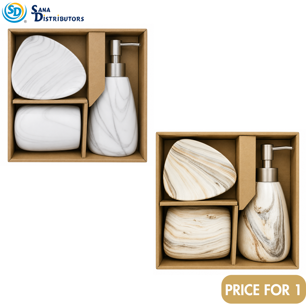 Bathroom Set - Marble Design 3 pcs 8.5"x8"