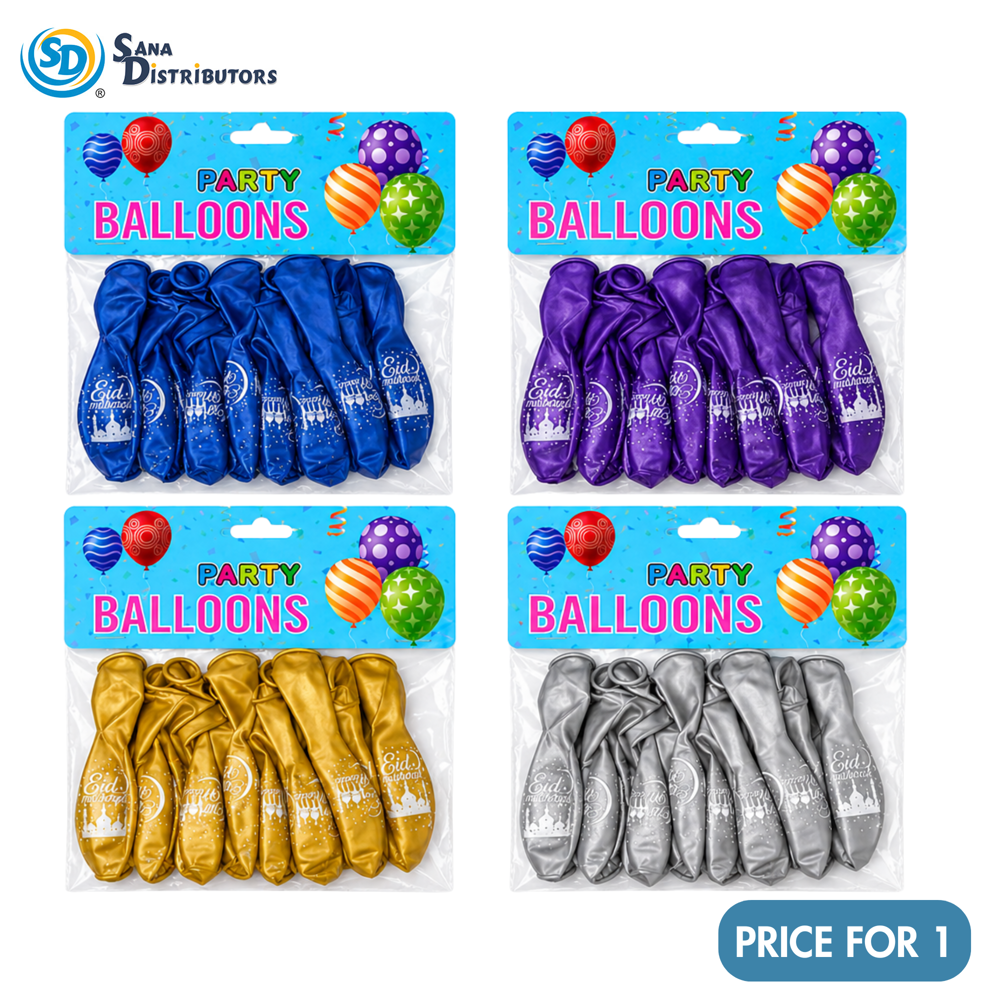 Eid Mubarak Balloons 10 pcs Ass.