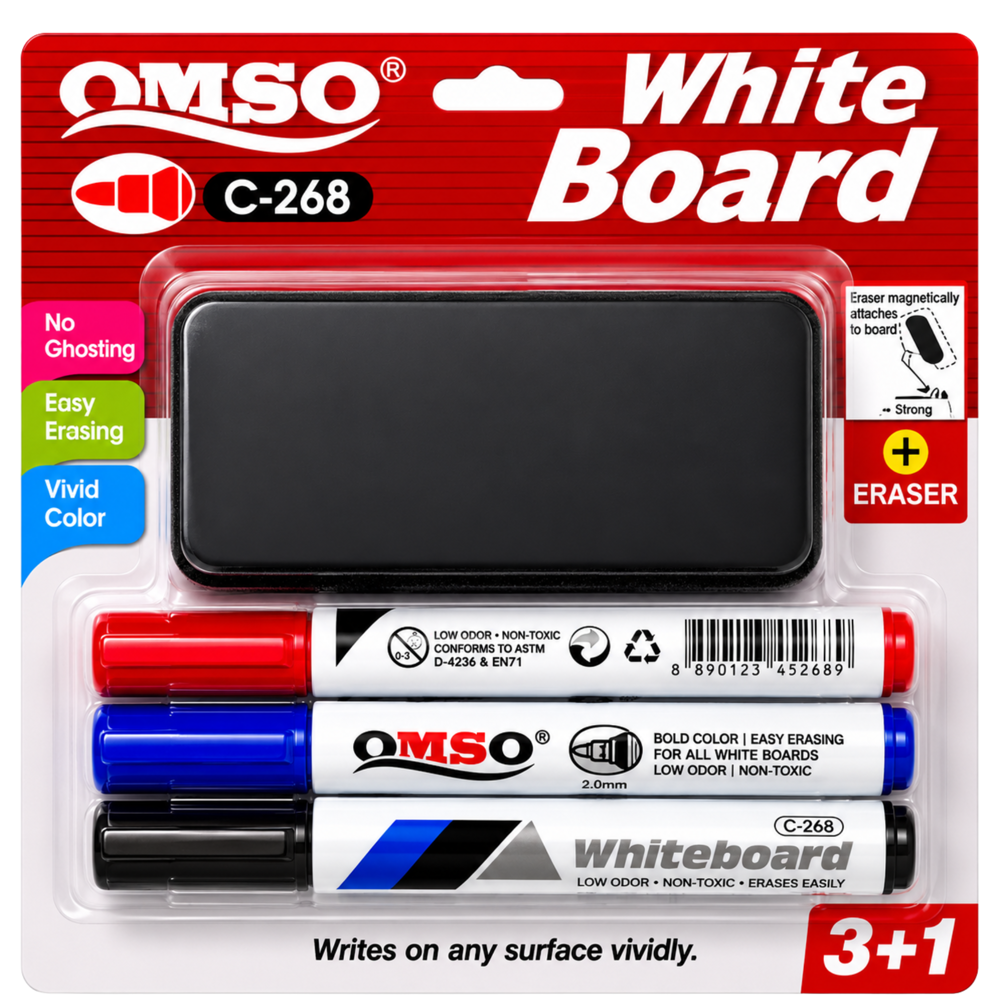 White Board Marker with Eraser 3 pcs