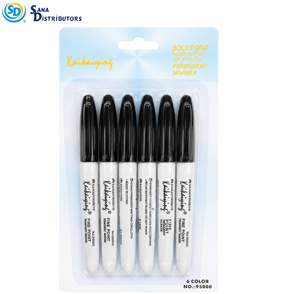 Permanent Marker Bold Point Blk 6 pcs