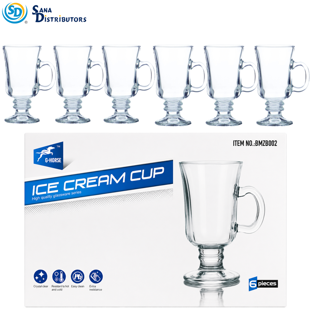 Glass Ice Cream Cup 240 mL 6 pcs [6" X 2.5"]