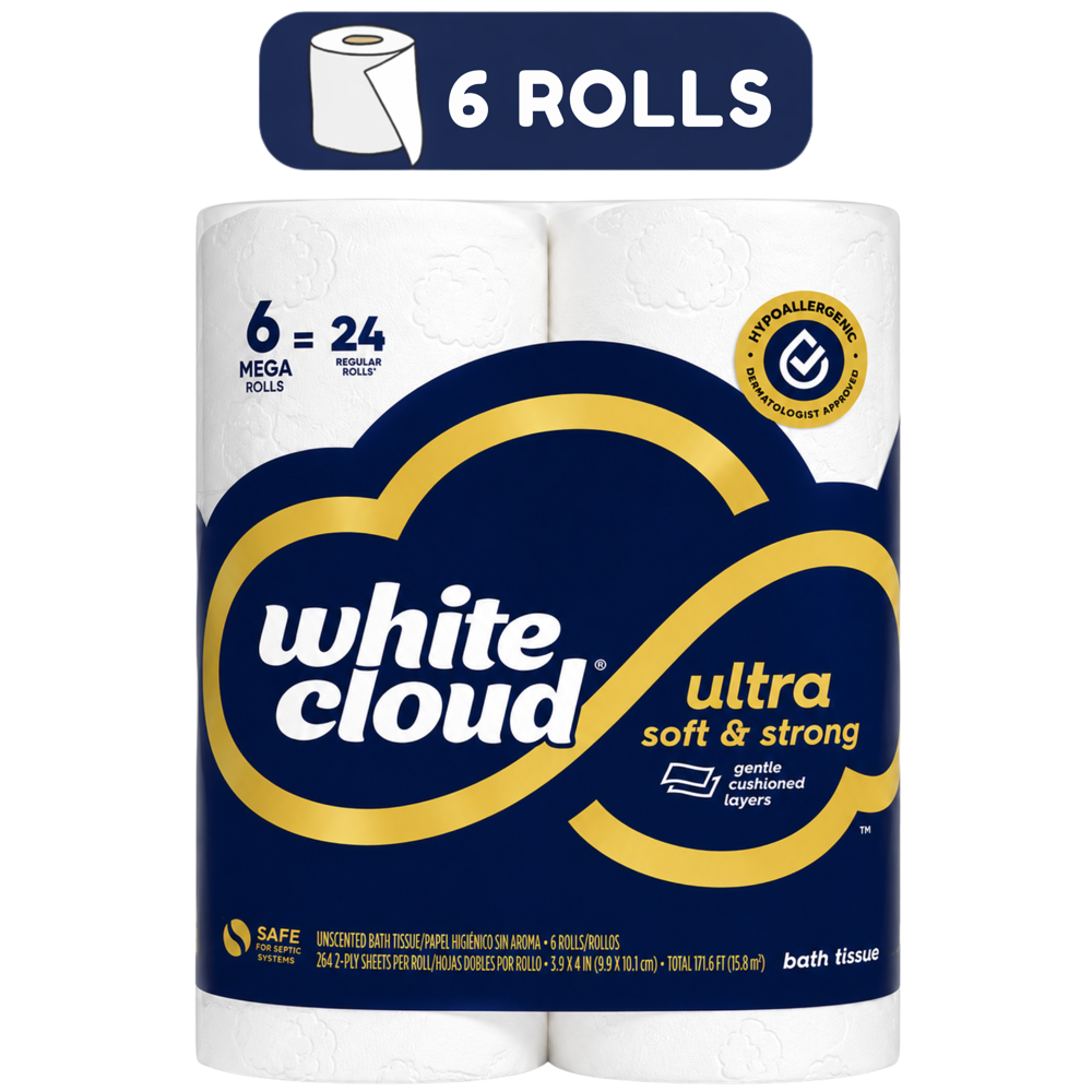 White Cloud Toilet Paper 2ply 6 Rolls