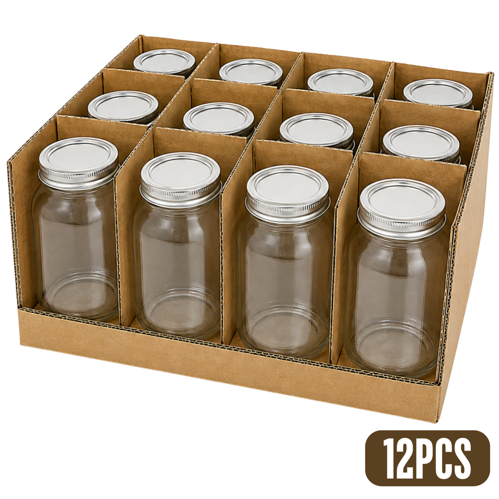 Mason Jar with Lid 7"x3.5"