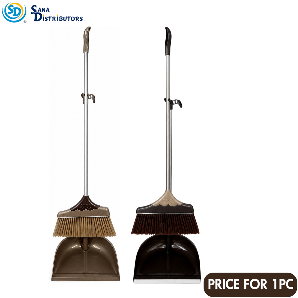 Broom W/ Dustpan - Assorted Colours 34"