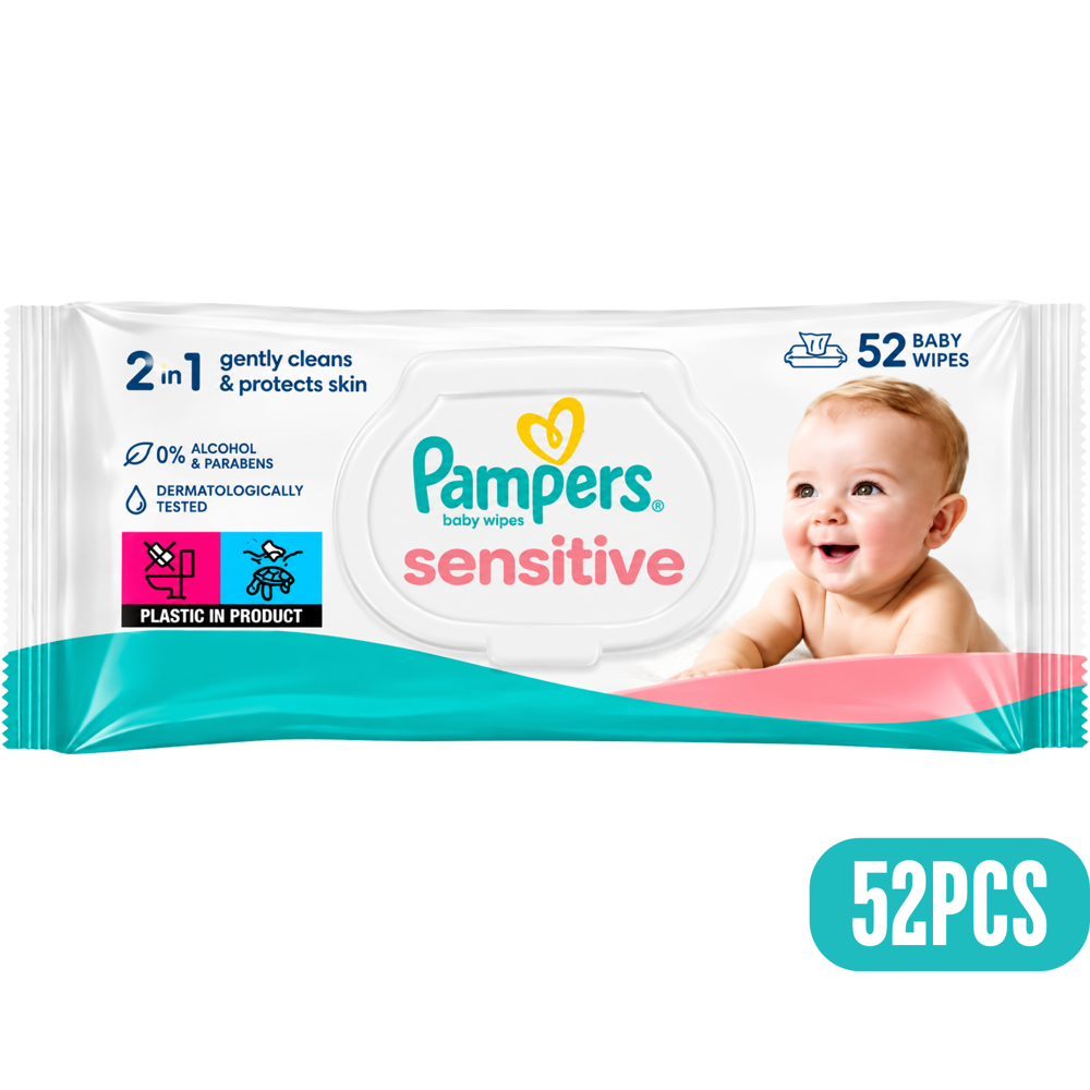 Pampers Baby Wipes Sensitive Fragrance-free 52 pcs