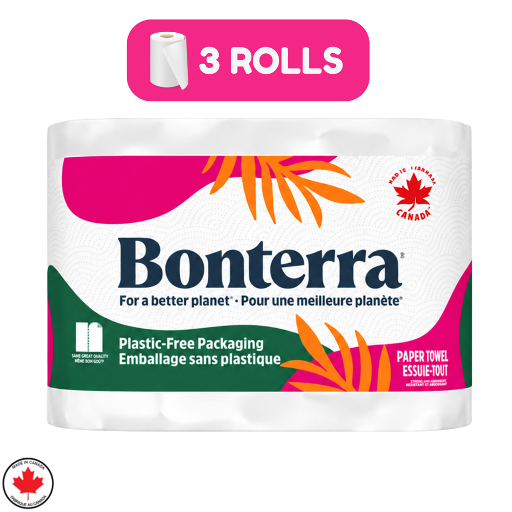 Bonterra Paper Towels 2-ply 3=6 Rolls [160 Sheets]