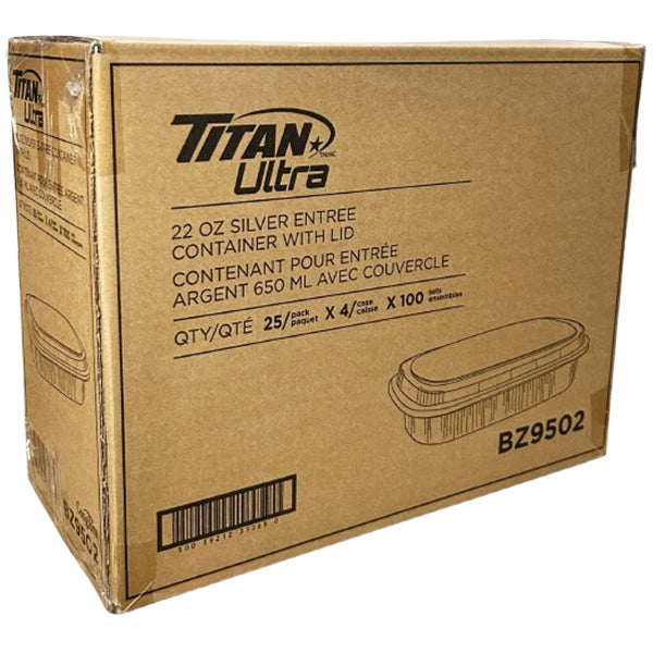 Titan 22 oz Silver Small Container with Lid 4x25 ct