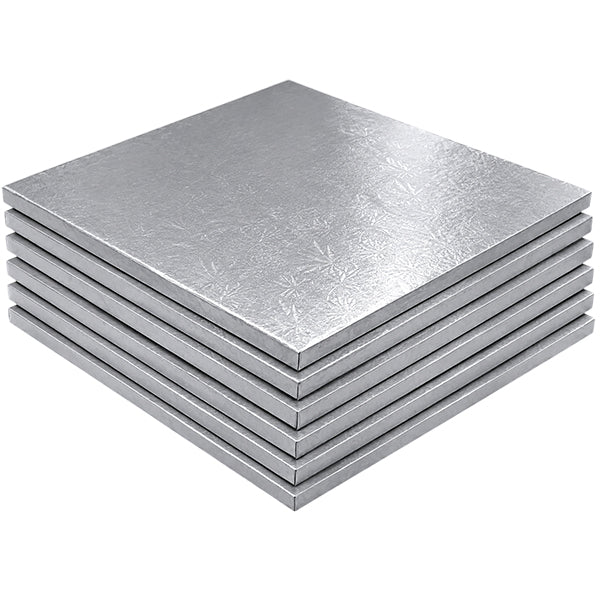 Enjay 8"square X 1/2" Silver Drum Cake Board 12 ct