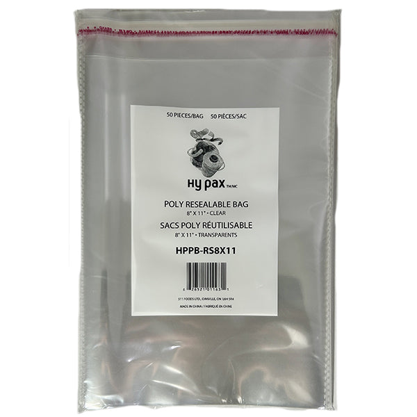 Hypax Bag Resealable Poly 11 with Strip 50 ct