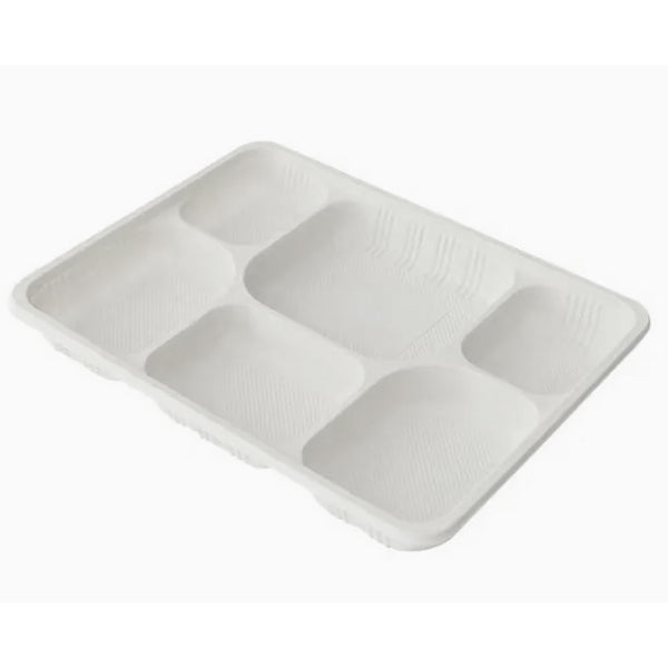 Eco-craze Corn Starch Rectangle Container 6COMPARMENT Tray 40 ct