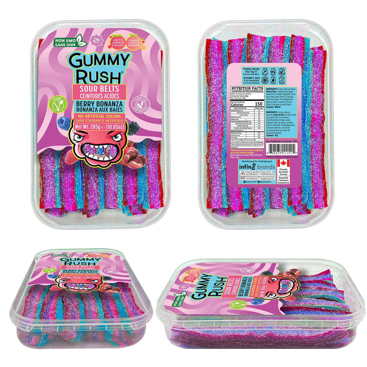 Gummy Rush Sourbelt Tubs Berry Bonanza 285 g