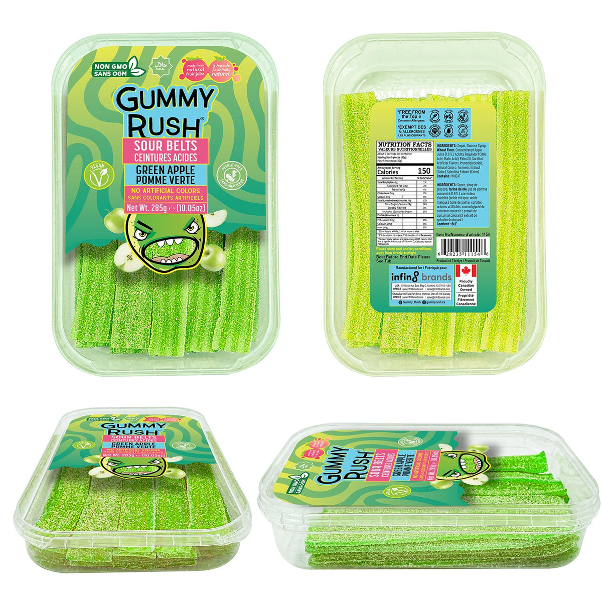 Gummy Rush Sourbelt Tubs Green Apple 285 g