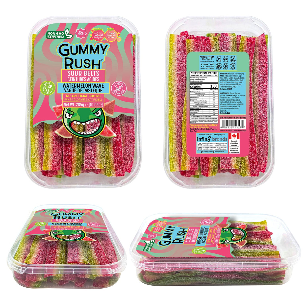 Gummy Rush Sourbelt Tubs Watermelon Wave 285 g