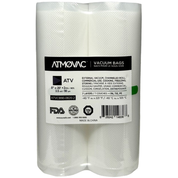 Atmovac 8"x20ft Channelled Vacuum Bag Roll 2-Pack