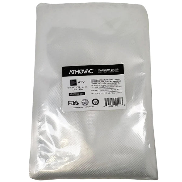 Atmovac 8"x12" Channelled Vacuum Bags 100 ct