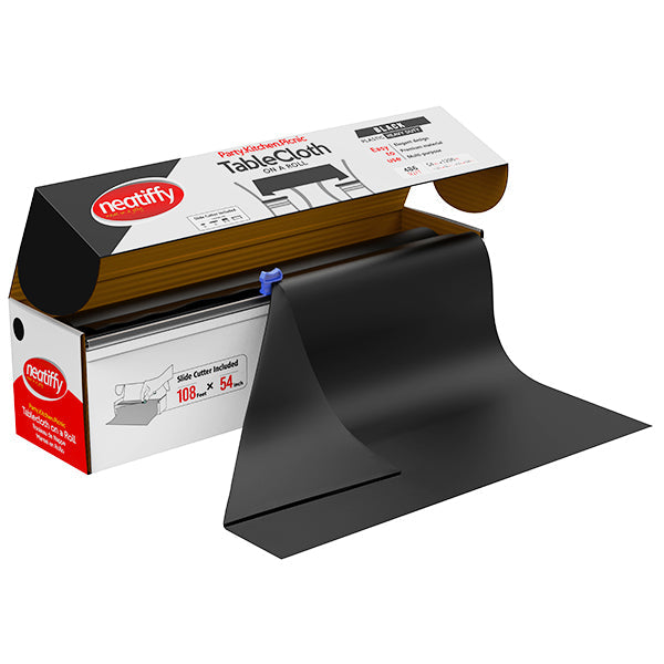 Neatiffy Black Tablecloth 54INx108FT 1ROLL