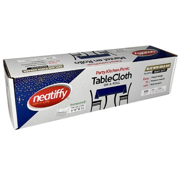 Neatiffy Blue Gold Dot Tablecloth Roll 1
