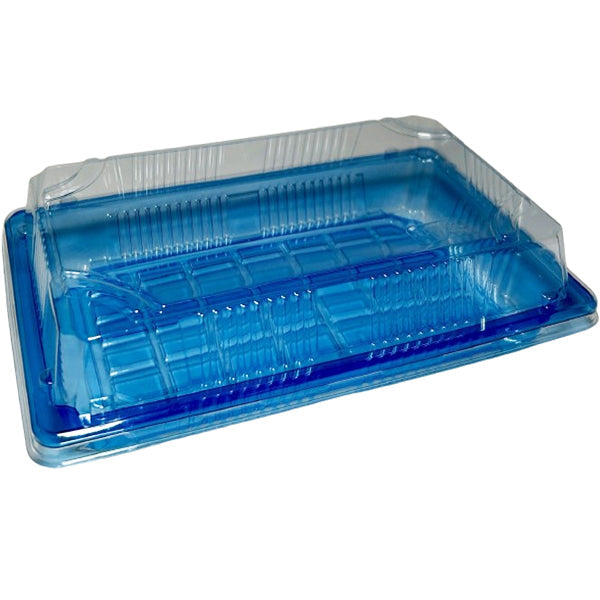 Bx Packaging 10 Clear Blue with Lids Sushi Trays 400 ct