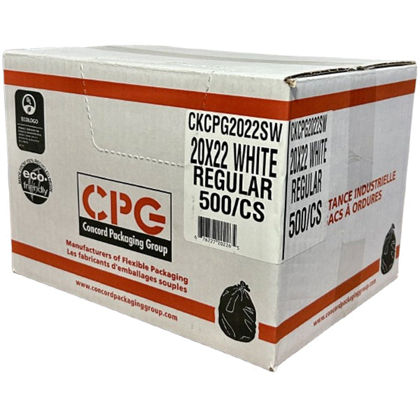 CPG Utility White Garbage Bags 22 500-Pack