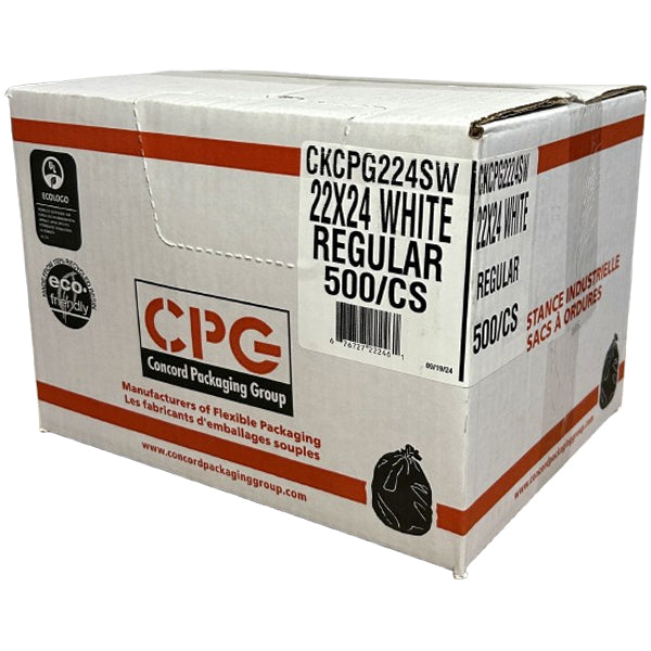 CPG Utility White Garbage Bags 24 500-Pack