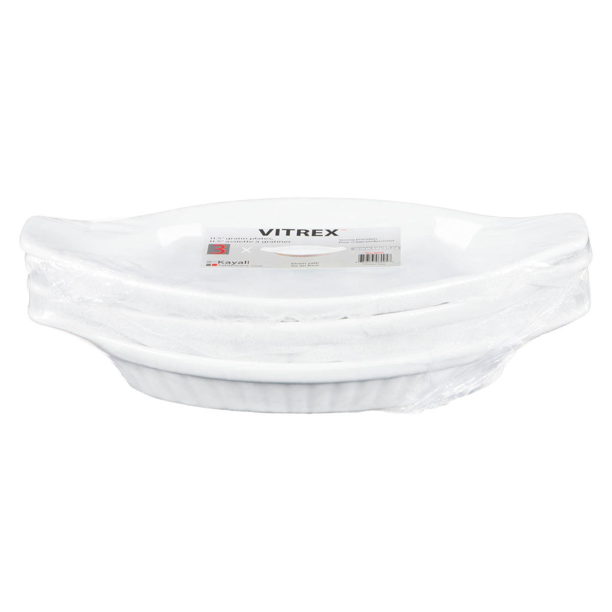 Vitrex Oval Gratin Plates 11.5in 3 ct