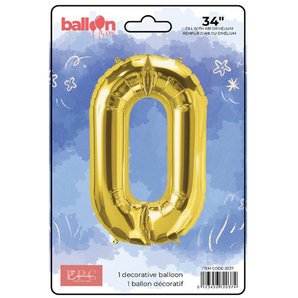 EPC Gold Foil Number 0 Balloon 34IN 1x10 ct