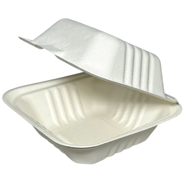 New Wave 6in Bagasse Burger Clamshell 125 ct