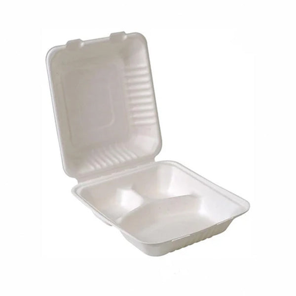New Wave Bagasse 3 Comp Clamshell 8IN 50 ct
