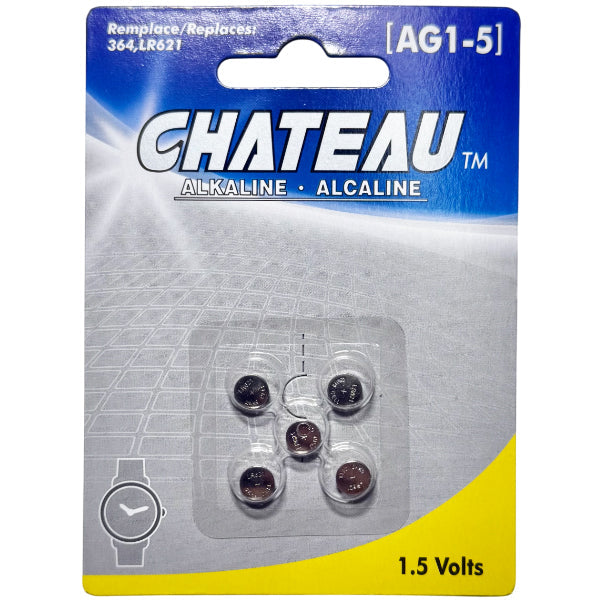 Chateau 364 Ag1-5 Watch Batteries 5 ct