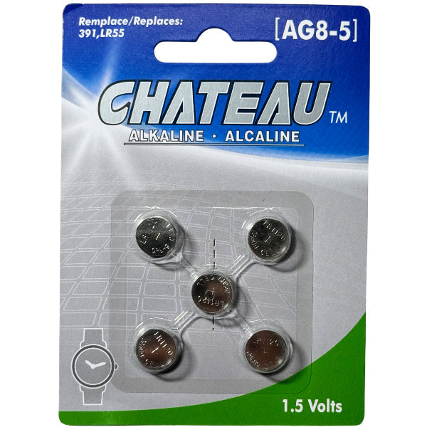 Chateau 391 Ag8-5 Lr55 Watch Batteries 5 ct