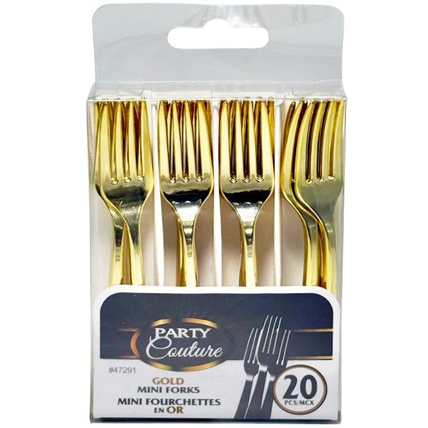 Party Couture Gold Mini Forks 20-Pack
