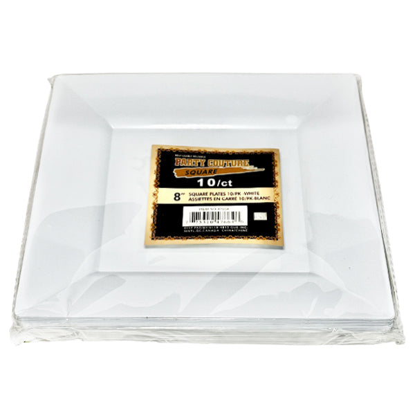 Party Couture White Square Plates 8in 10-Pack