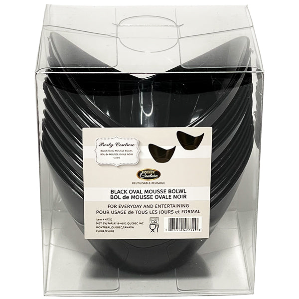 Party Couture Black Mini Oval Mousse Bowls 12 ct