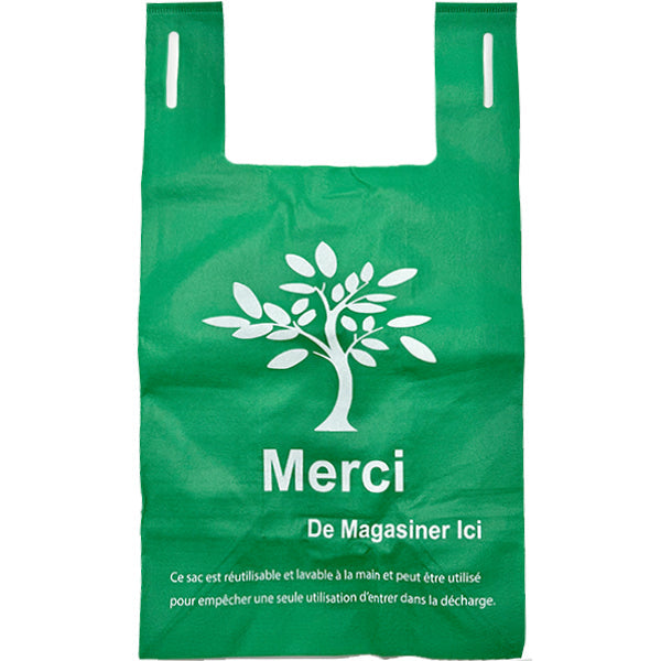 Petro Plastics Reuseable Green Print Non-woven T Shirt Bag 50-Pack