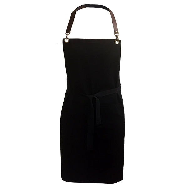 Bodyguard Black Apron with Leather Look Neck Strap