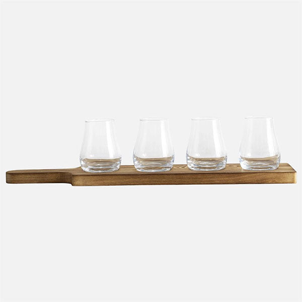 S&co Home Adan Glass and Wood Tasting Set