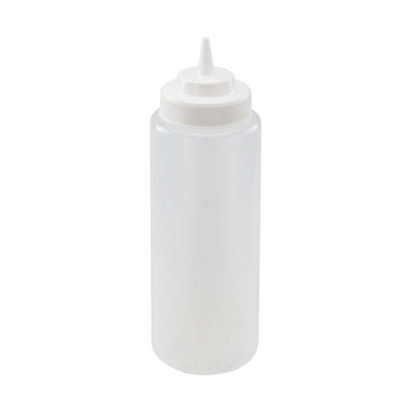 Winco 32 oz Wide Mouth Squeeze Bottle Clear 6-Pack