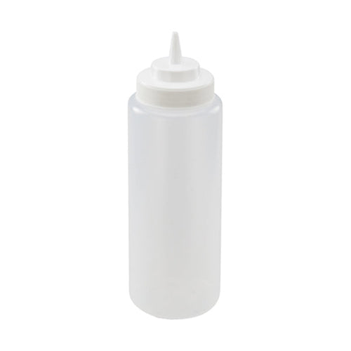 Winco 32 oz Wide Mouth Squeeze Bottle Clear 6-Pack