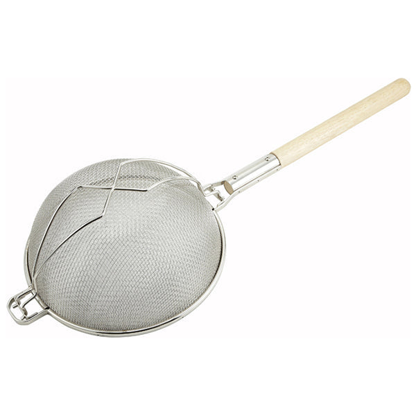 Winco 12in Double Mesh Strainer Reinforced