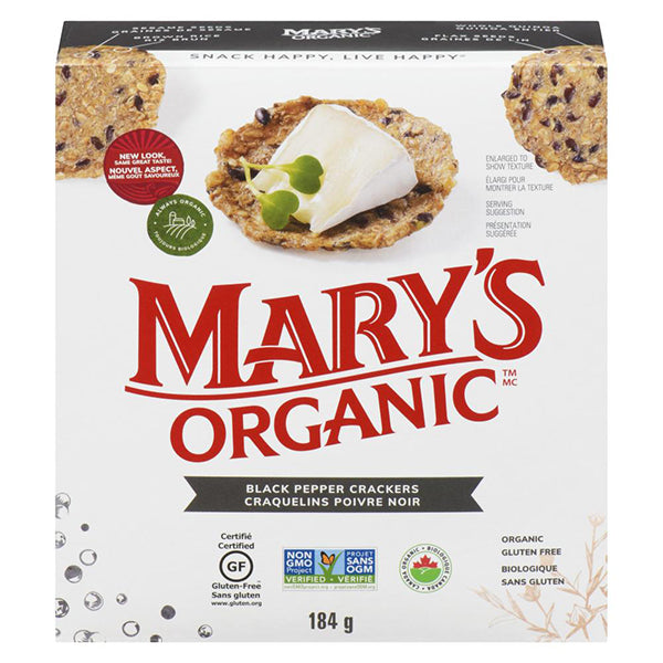 Marys Organic Black Pepper Crackers 184 g