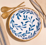 Maison Neuve , Enamelled Mango Wood Salad Bowl & Servers, 44 cm (17.3 in.), Brown