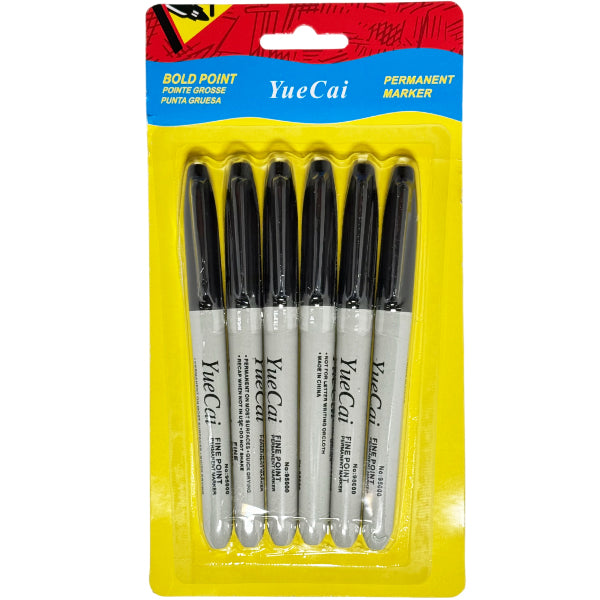 MISC Permanent Marker Black 6-Pack