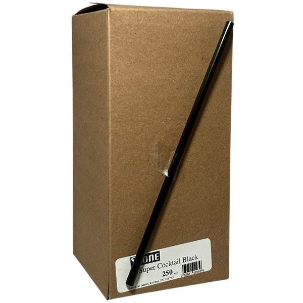 Stone Straw 8" Black Cocktail 250 ct