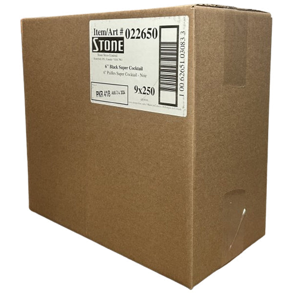 Stone Straw 6" Black Cocktail 250 ct