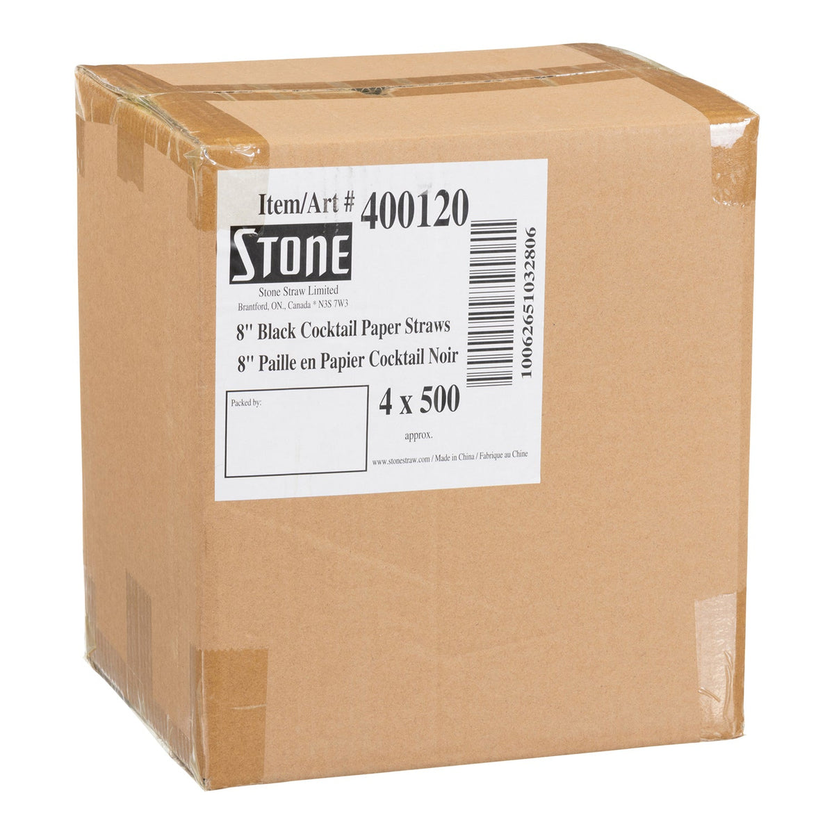 Stonestraw 8" Solid Black Cocktail Paper Straw 4x500 ct